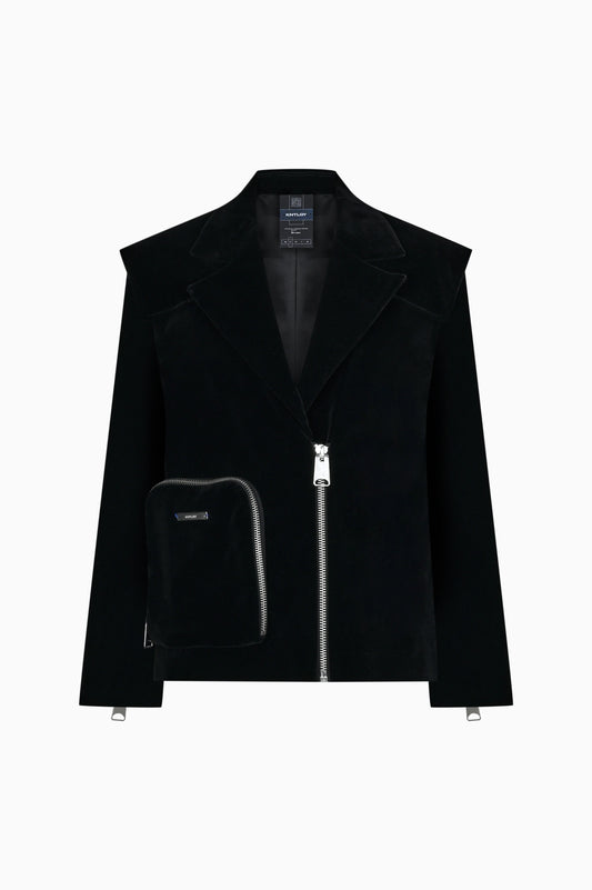 KNTLGY Velvet Fuse Zipped Ceket
