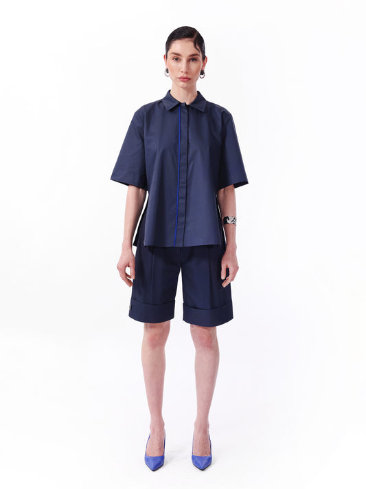KNTLGY Lacivert Oversize Poplin A Kesim Gömlek