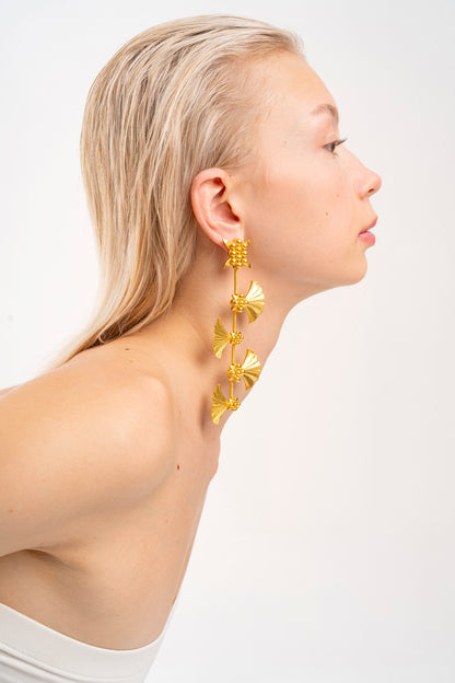 L Ivy Long Gold Earrings