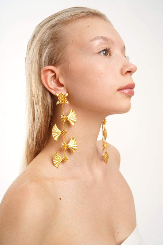 L Ivy Long Gold Earrings
