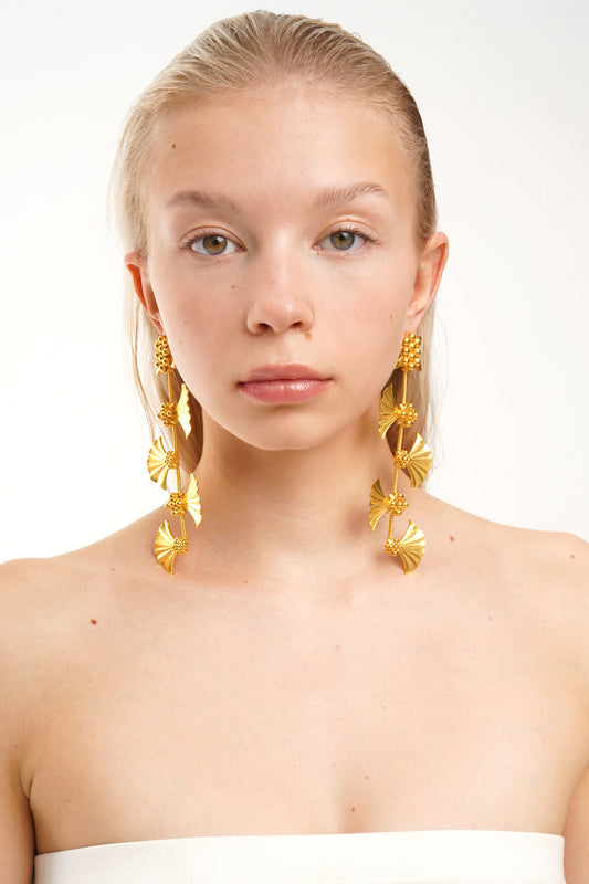 L Ivy Long Gold Earrings