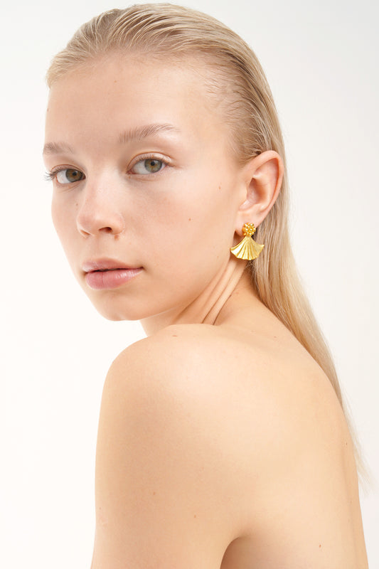 L Ivy Small Gingko Gold Earrings