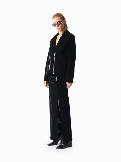 KNTLGY Velvet Fuse Zipped Ceket