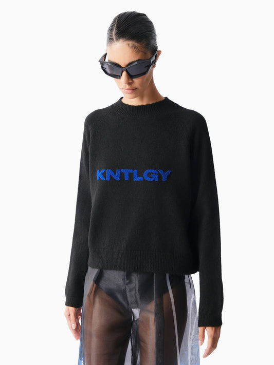 KNTLGY Long Sleeve Knitted Siyah Kazak