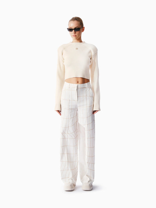 KNTLGY FutureKnit Bej Crop Kazak