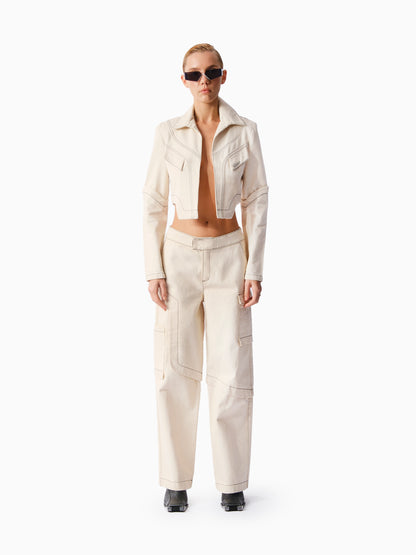 KNTLGY Bej Denim Kargo Pantolon