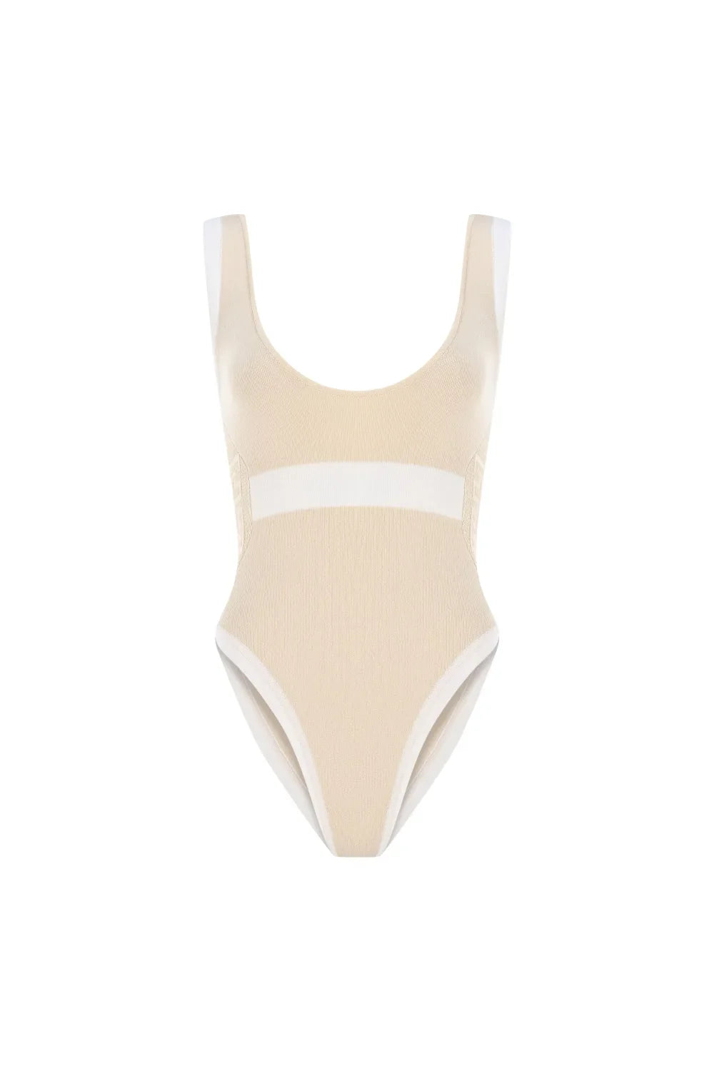 KNTLGY Kontrast Logo Dikişli Bej Örme Body