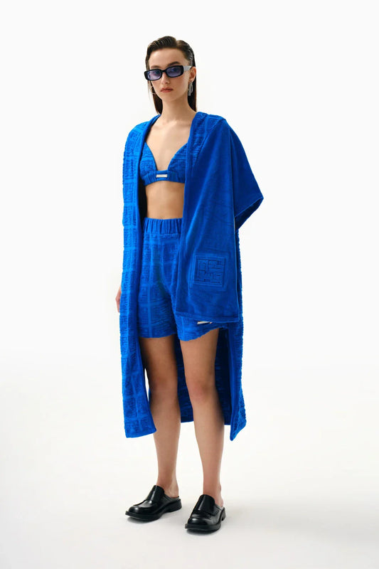 KNTLGY Unisex Mavi Havlu Asimetrik Kimono