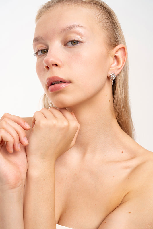 L  Ivy Drop Silver Earrings