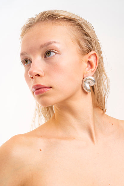 L Shell Silver Earrings
