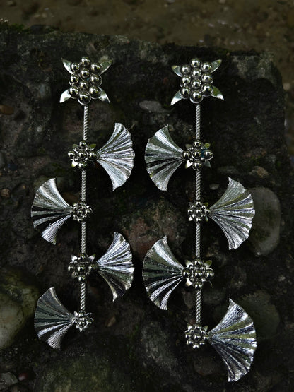L Ivy Long Silver Earrings