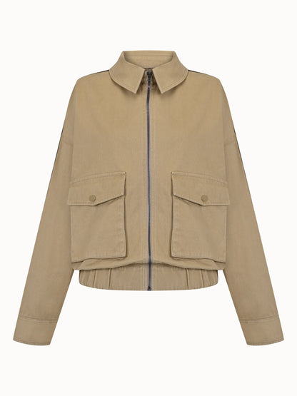 MVL Deri Şeritli Bomber Ceket