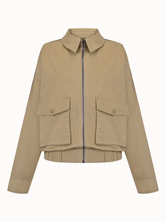 MVL Deri Şeritli Bomber Ceket